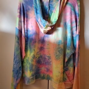 Orange Kiss ultra soft tie dye hooded shirt.